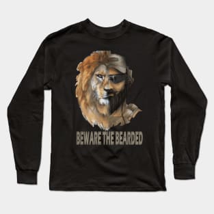 Bearded military operator and lion Long Sleeve T-Shirt